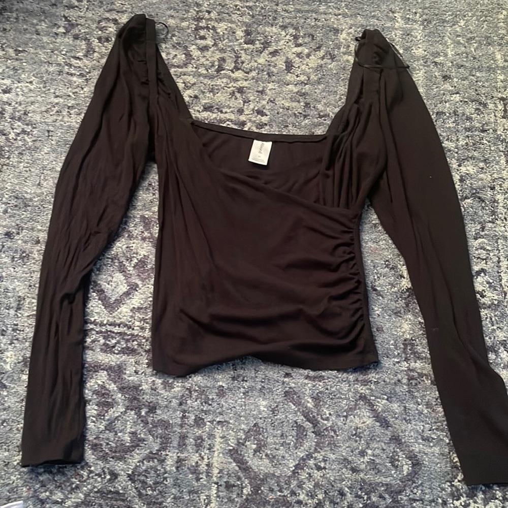 Black long sleeve wrap top
